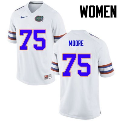 Women's Florida Gators #75 TJ Moore NCAA Nike White Authentic Stitched College Football Jersey PJJ0562YE